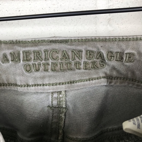 American Eagle Outfitters Hi-Rise Jegging Skinny Jeans Green Khaki Zip Pockets 0 - Picture 5 of 7